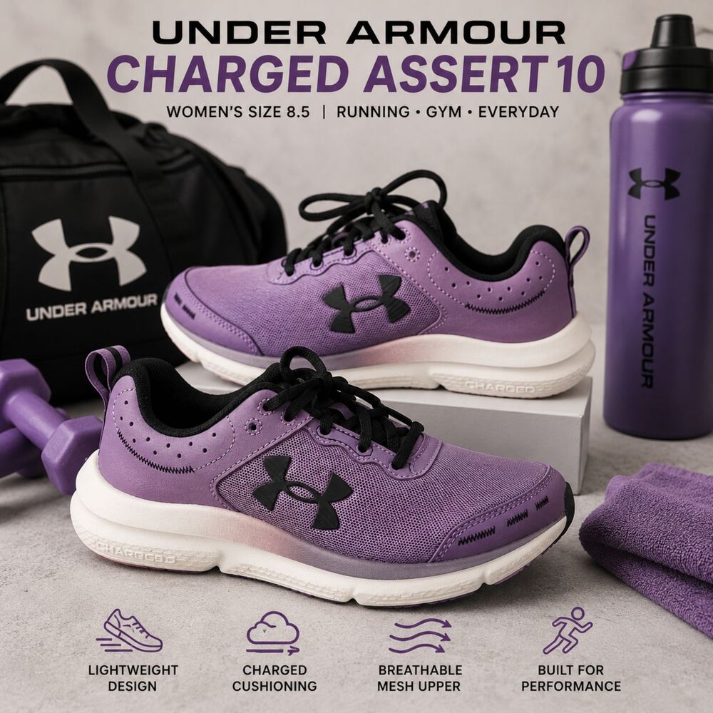 Under Armour Charged Assert 10 Womens 8.5 Purple Running Shoes Athletic